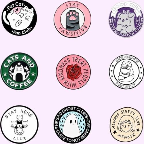 Cute Enamel Pins Cat Dog Paw Cafe Rose Badge Custom Kitten Brooches for Women Lapel Pin Jeans Shirt Bag Animal Jewelry Gifts