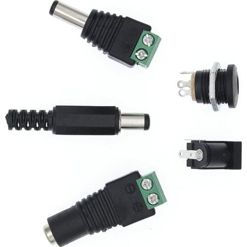 10Pcs DC-005/DC-022 DC Power Jack Socket Plug Male/Female Connector DC005 5.5*2.1mm 2.1