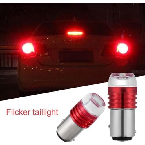 2 Pcs Red 1157 BAY15D P21/5W Strobe Flashing LED Projector Bulbs For Car Tail Brake Lights Auto Turn Signal Lamp Bulb