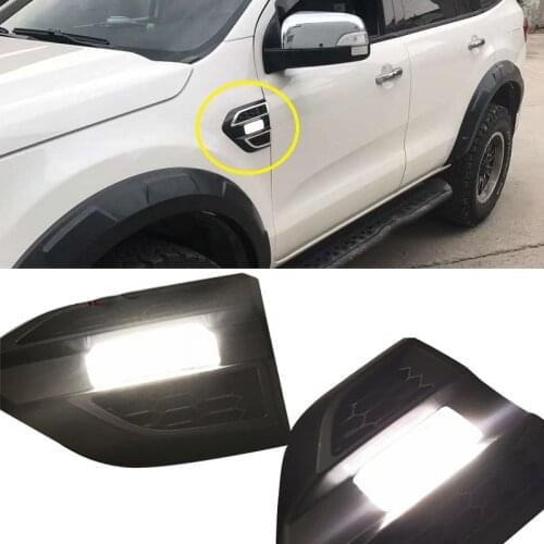 2pcs/set Car door cover LED Daytime Running Light day lights for FORD RANGER T7 T8 EVERST 2015-18 car door side lamp turn lights