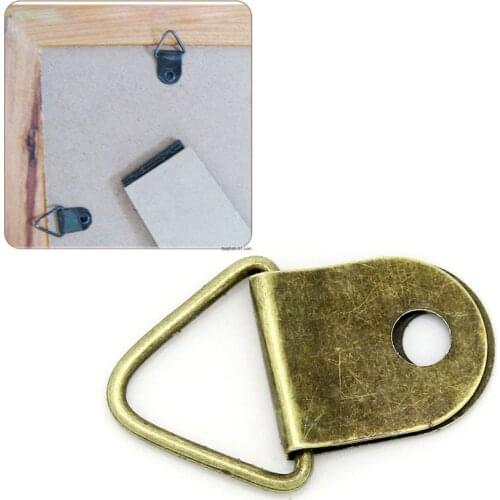 200PCs Antique Bronze Triangular D-Ring Hanging Oil Painting Mirror Picture Frame Hanger Art Work Photo Wall Hooks