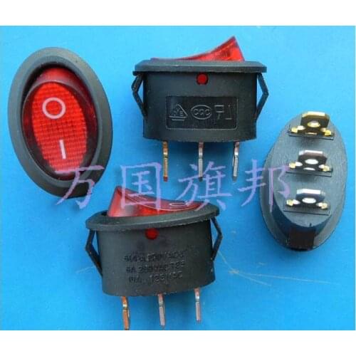 25*17mm 6A 250V 3P rockey Switch / ellipse switch red key with light