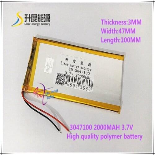 3.7V 2000mAh 3047100 Polymer lithium ion battery for mobile bank mp4 cell phone tablet pc power bank mp3