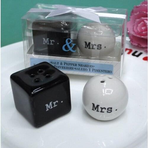300pcs=150box ceramic Mr. & Mrs. salt and pepper shakers wedding bridal shower party favors and return gifts souvenirs