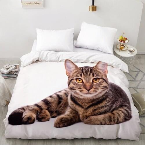 3D Duvet cover Quilt/Blanket/Comfortable Case Luxury Bedding 135 140x200 150x200 200x220 for Home animal Cat Cute Lie down