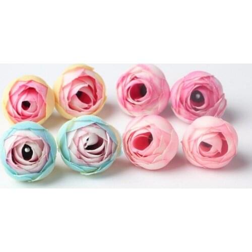 50pcs 3cm Small Camellia Silk Flower Head Bud Bract For Wedding Party Holidays Venue Archway Ball-flower Bouquet Making