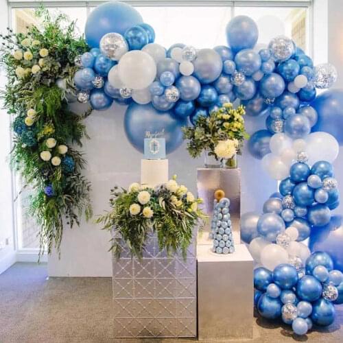 89pcs Blue Chrome Confetti Balloon Garland Arch Wedding Birthday Baby Shower Background Decoration Globos Kids Toy Balloon Arch