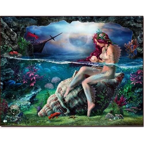Mermaid Girl DIY Diamond painting Fantasy Landscape conch Diamond embroidery