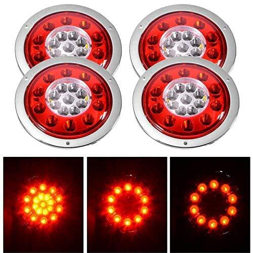 Car accessries 4pcs Round 19 Led Rear Stop Light Tail Brake Turn Signal Lamp Trailer Round Hamburger Lamps for Truck Van Trailer