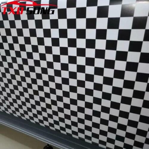 White Black Checkered Flag Racing Multi-Use Square Motorcycle Outdoor Sports Car Wrap Sticker Camo Vinyl Sheet With Air Bubble