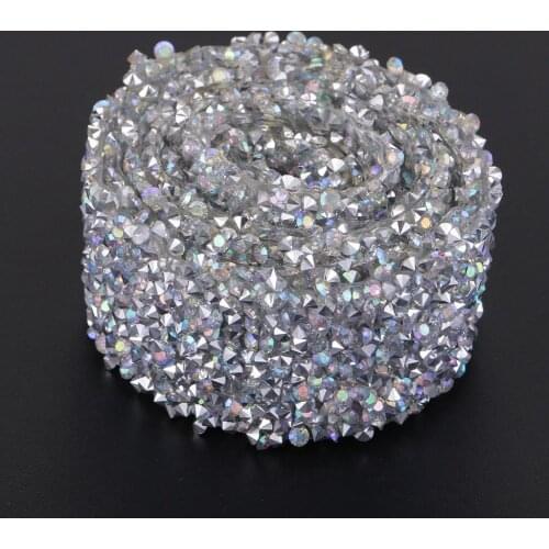 Blesiya 1 Yard Crystal Rhinestone Applique Iron on Trim Embellishments 30mm