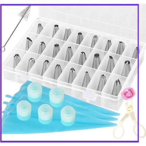 34 Piece Cake Decorating Kit Tips Icing Tip Set Tools Pastry Bag Stainless Steel Cake Decorating Tools