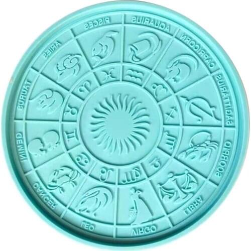 D2TD Round Twelve Constellation Divination Tray Epoxy Resin Mold Table Decoration Astrology Board DIY Crafts Silicone Mould