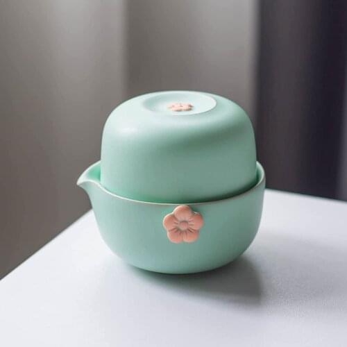 Chinese Tea Set for Women Gift Ceramic Portable Travel Plum Blossom TeaPot with Bag for Porcelain Office Tea Pot with Teacup