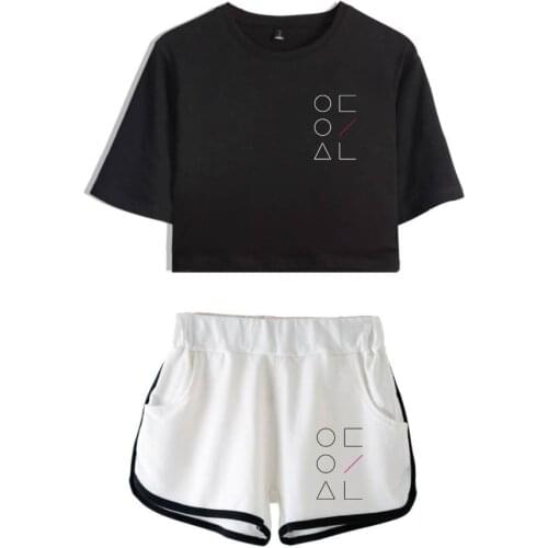 Kpop LOONA Two Piece Set Summer Sexy Cotton T shirt Woman Shorts and Crop Top Fashion Tracksuit New 2 Piece Outfits Women