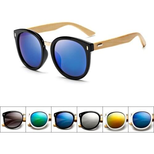 Round Handmade Bamboo Sunglasses eyewear Vintage Wooden women men Original Wooden uv400 Sun Glasses retro de sol masculino