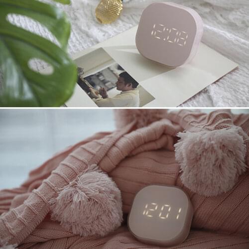 JY Mini Square Silent Bedside Alarm Clock USB Intelligent Temperature Sensing Magnetic Attraction Luminous Wall Clock Desk Decor