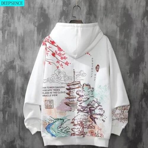 Chinese Style Men Hoodie Plus Velvet Harajuku Style Sweatshirt Loose Hoodie Trendy Brand Hip-Hop Student Hoodie Men