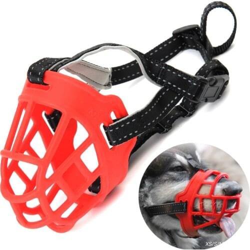 Pet Dog Muzzle Soft Silicone Large Dog Face Mask Training Anti-biting Reflective Antibarking Pets Accessories puppy adjustable