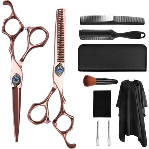 6 Inch 440C Stainless Steel Rose Gold Beauty Salon Barber Cutting Thinning Scissors Set For Hair Cutting