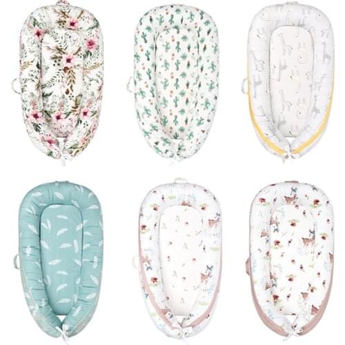 Newborn Baby Lounger Portable Baby Nest Infant Cotton Soft Crib Travel Bed For Boys Girls Outdoor Baby Printing Bassinet Bed