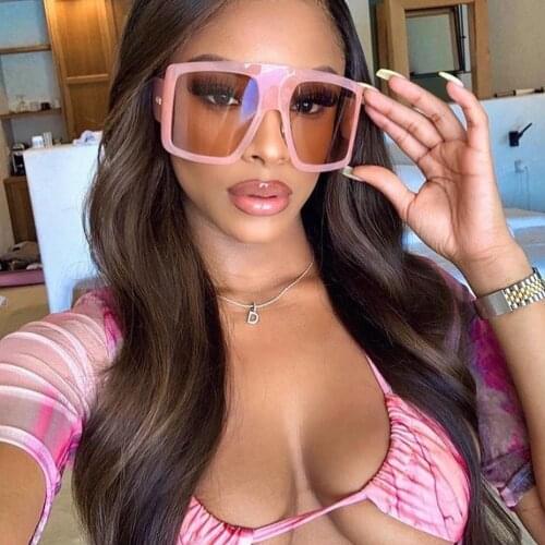 QPeClou 2020 New Brand Designer Oversized Sunglasses Women Fashion Plastic Big Square Sun Glasses Female Driving Goggles Shades