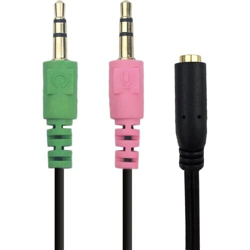 Headphone Splitter for Computer 3.5mm Female to 2 Dual 3.5mm Male Mic AUX Audio Y Splitter Cable Headset to PC Adapter