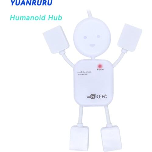 Humanoid Splitter USB Hub 2.0 Multi USB Splitter Hub Use Power Adapter 4 Port Multiple Expander 2.0 USB Hub for PC