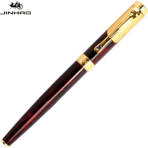 Luxury Gift Pen Jinhao 9009 Black and Gold Clip Fountain Pen with 0.5mm Nib High Quality Metal Inking Pens for Writing Free