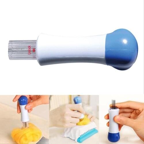 Useful 1PC Blue Needle Wool Felting Handle Holder With 7 Needles Wool Needle Felting Tools