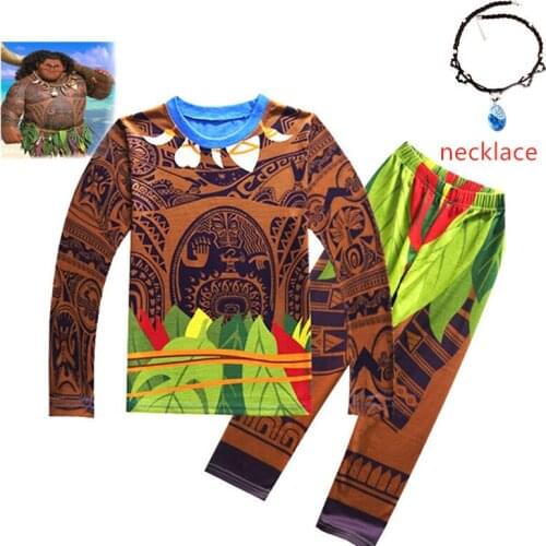 Cartoon Moana Clothes Boys Clothing Cotton Pajamas Set Maui Costume 2 piece set Toddler Boy Sleepwear Moana Summer Sport Suits