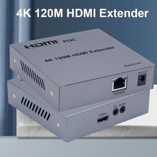 POC 4K HDMI Extender 120M Over RJ45 Ethernet Cat5e Cat6 Cat 6 6a Network Cable Extension TX RX Transmitter Receiver TV Loop-out