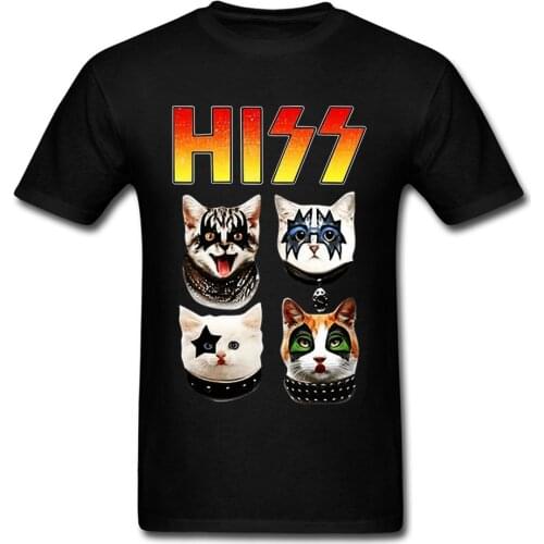 KISS Hiss Cat Parody Funny Tshirts Rock Meow Group Men T Shirt Hiphop Rock Newest Tops & Tees Gothic High Quality