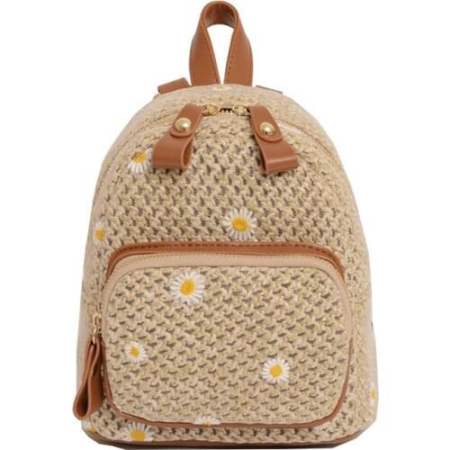 Straw Woven Lace Summer Korean Fashion Trend Woven Messenger Womens Mochila Backpack Feminina School Bags For Teenage Girls