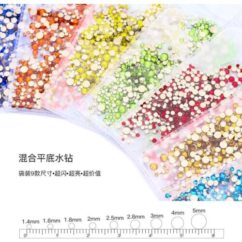 Mix Size ss3-SS20 Glass Rhinestones Crystal Colors Non Hotfix Flatback Nail Rhinestoens For Clothes Nails 3D Nail Art Decoration
