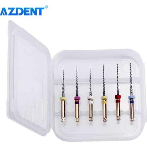 AZDENT Dental Engine Use NiTi Super Rotary File Endondontic Root Canal Files 21mm/25mm SX-F3 6Pcs/Box Dentist Tool Instrument