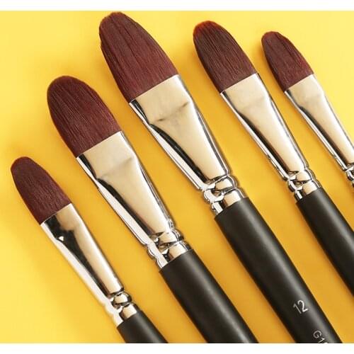Wine Red Brush Acrylic Paint Brush Watercolor Paint Pen Wooden Penholder High-quality Wool Brush Set Art Tools Painter Supplies