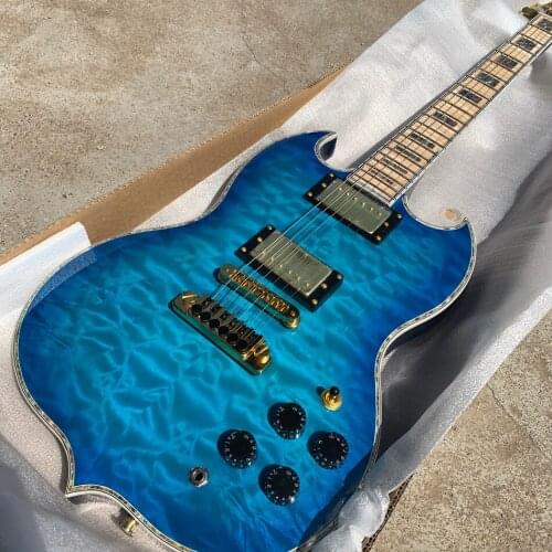 High Quality Electric Guitar,Solid Mahogany,Green burst color,Maple finger board,Real Abalone inlay,free shipping