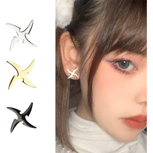 Japan Ninja Shuriken Mini Stud Earrings For Women Girl Creative Cool Hip Hop Geometric Earring Studs Statement Necklace 2020