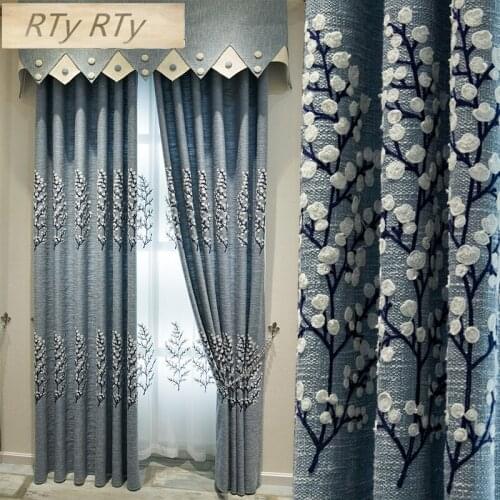 Curtain Fabric Factory Direct Sales Simple Small Fresh Living Room Cotton and Hemp Embroidery Shade Curtain Fabric Wholesale