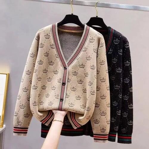 Knitted cardigan womens 2021 spring and autumn new fashion soft waxy loose casual retro thick leopard print sweater jacket