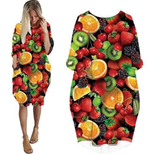 Fashion Spring Summer Dress Fruit Dress Harajuku Women Dress Long-sleeve 3D Print Dresses for Women Undefined Woman Dress