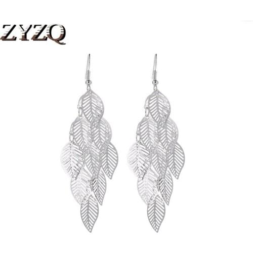 ZYZQ High Quality Elegant Drop Earrings For Women Trendy Leaf Design Silver Plated Wedding Engagement Accessories Earrings