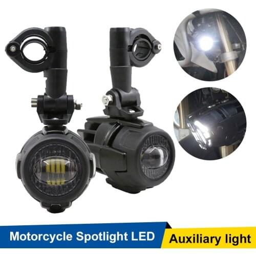 1Pair Motorcycle Headlight Spotlight 40W 6000K LED Fog Light Auxiliary Light LED Driving Light with Protector Shade for R1200GS