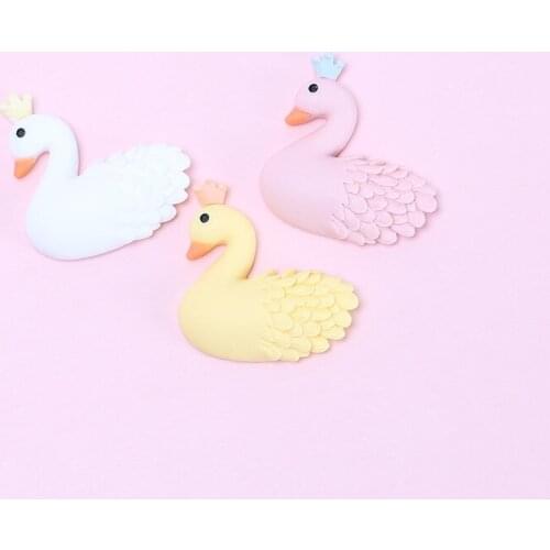 10Pcs/lot Cute Swan Flat back Resin Cabochons Embellishments DIY Phone Case Decoration Craft Scrapbooking Accessories 30*28mm