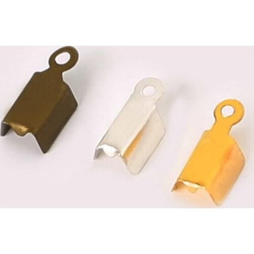 100pcs 6x13mm Cove Clasp Cord End Caps String Ribbon Leather Clip Tip Fold Crimp Bead Connectors For Jewelry Making DIY Supplies