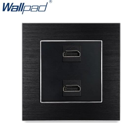 2 HDMI-compatible Socket Wallpad Luxury Satin Metal Panel Wall Outlet Panel For Data Transmission