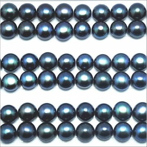 20pcs Natural Pearl Cabochons Earring Studs Button Pearl Genuine AAA Quality Half Drilled 8-8.5mm Black freshwater SHELL