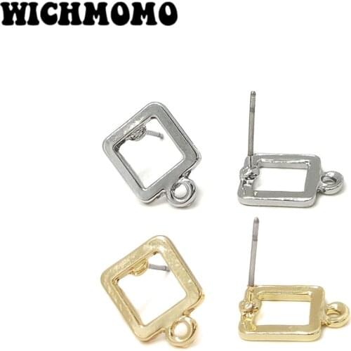 2019 New Fashion 13*10mm 10pieces/bag Zinc Alloy Gold Square Earring Base Connectors Linker for DIY Earring Jewelry Accessories