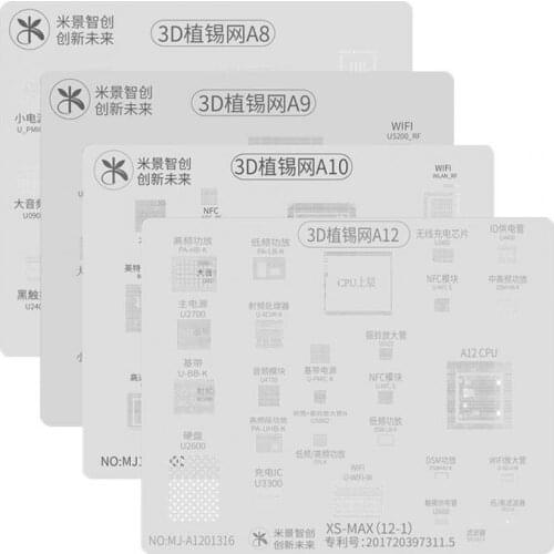 3D BGA Reballing Stencil for A8 A9 A10 A11 A12 A13 CPU RAM For iPhone 11 11 Pro X XS MAX 6 6S 7 8 8P BGA Solder Groove Template